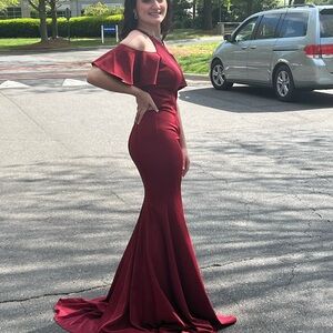 Elegant Burgundy Evening Gown